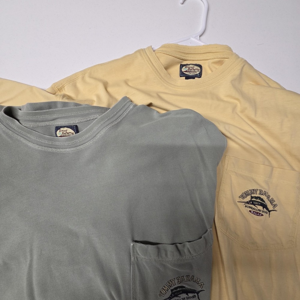 Lot of 2 Vintage Tommy Bahama Shirt Mens L Yellow Green Short Sleeve Tee Canada